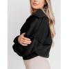 imageYeokou Womens Polar Fleece Sweatshirt Pullover HalfZip Cropped Pockets Casual Workout Jacket Coat Winter WarmBlack