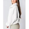 imageYeokou Womens Polar Fleece Sweatshirt Pullover HalfZip Cropped Pockets Casual Workout Jacket Coat Winter WarmWhite