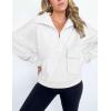 imageYeokou Womens Polar Fleece Sweatshirt Pullover HalfZip Cropped Pockets Casual Workout Jacket Coat Winter WarmWhite
