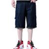 imageYeokou Mens Loose Hip Hop Cropped Jeans Work Denim Shorts with Cargo PocketsStyle14 Blackblue