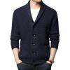 imageYeokou Mens Shawl Collar Cardigans Slim Fit Button Cable Knit Black Sweater Pockets2 Blue