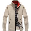 imageYeokou Mens Shawl Collar Cardigans Slim Fit Button Cable Knit Black Sweater PocketsKhaki
