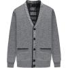 imageYeokou Mens Shawl Collar Cardigans Slim Fit Button Cable Knit Black Sweater PocketsV Neck Lightgrey