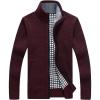 imageYeokou Mens Shawl Collar Cardigans Slim Fit Button Cable Knit Black Sweater PocketsWine Red