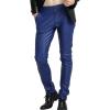 imageYeokou Mens Skinny Straight Leg Tapered Pu Faux Leather Motorcycle Biker PantsBlue