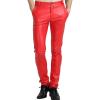 imageYeokou Mens Skinny Straight Leg Tapered Pu Faux Leather Motorcycle Biker PantsRed