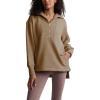 imageYeokou Womens Fleece Jacket Coat Sherpa Lined Half Zip Sweatshirt Fall Winter Fuzzy Long Sleeve Pullover Outfits with PocketsKhaki