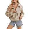 imageYeokou Womens Polar Fleece Sweatshirt Pullover HalfZip Cropped Pockets Casual Workout Jacket Coat Winter WarmLightkhaki