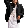 imageYeokou Womens Sherpa Fleece Jackets Stand Collar Zip Up Fall Winter Casual 2025 Fuzzy Coats with PocketsBlack