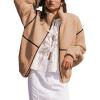 imageYeokou Womens Sherpa Fleece Jackets Stand Collar Zip Up Fall Winter Casual 2025 Fuzzy Coats with PocketsBrown