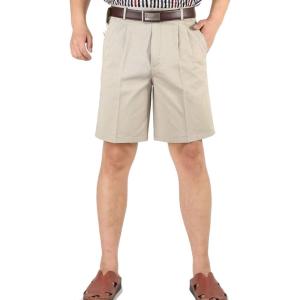 imageYeokou Mens Classic Weekend Oxford Pleated Front Golf ShortsBeige