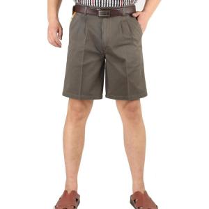 imageYeokou Mens Classic Weekend Oxford Pleated Front Golf ShortsDark Khaki