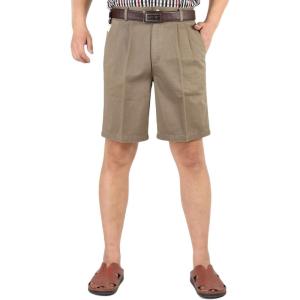 imageYeokou Mens Classic Weekend Oxford Pleated Front Golf ShortsKhaki