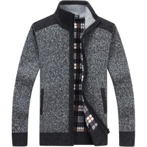 imageYeokou Mens Shawl Collar Cardigans Slim Fit Button Cable Knit Black Sweater PocketsGrey