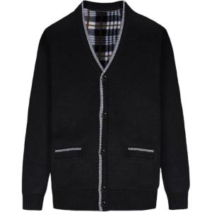 imageYeokou Mens Shawl Collar Cardigans Slim Fit Button Cable Knit Black Sweater PocketsV Neck Black