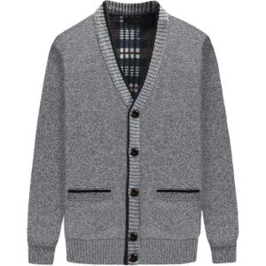 imageYeokou Mens Shawl Collar Cardigans Slim Fit Button Cable Knit Black Sweater PocketsV Neck Lightgrey