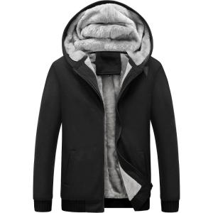 imageYeokou Mens Zip Up Hoodies Winter Heavyweight Jackets Sherpa Fleece Lined Warm CoatsBlackXL