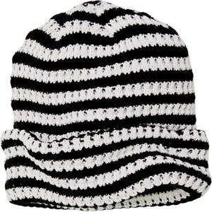 imageYeokou Women Stripe Beanie Cuffed Rollup Skull Cap Fall Winter Casual Warm Stretchy Knit HatBlack