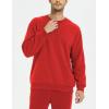 imageYeokou Mens Fleece Sweatshirt Sherpa Lined Crewneck Basic Winter Thick Pullover TopsZred