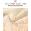 imageYeokou Mens Fleece Sweatshirt Sherpa Lined Crewneck Basic Winter Thick Pullover TopsZred