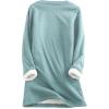 imageYeokou Women Warm Sherpa Lined Fleece Crewneck Sport Sweatshirt Pullover LoungewearGreen