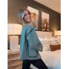 imageYeokou Women Wool Blend Jacket Contrast Color Crew Neck Button Down Cardigan Coat Casual Outwear with PocketsGrey
