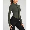 imageYeokou Womens Active Zip Up Running Workout Cropped Bbl Athletic Jacket with Thumb HolesArmygreen