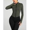 imageYeokou Womens Active Zip Up Running Workout Cropped Bbl Athletic Jacket with Thumb HolesArmygreen