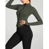 imageYeokou Womens Active Zip Up Running Workout Cropped Bbl Athletic Jacket with Thumb HolesArmygreen