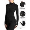 imageYeokou Womens Active Zip Up Running Workout Cropped Bbl Athletic Jacket with Thumb HolesBlack