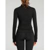 imageYeokou Womens Active Zip Up Running Workout Cropped Bbl Athletic Jacket with Thumb HolesBlack