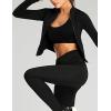 imageYeokou Womens Active Zip Up Running Workout Cropped Bbl Athletic Jacket with Thumb HolesBlack