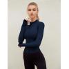 imageYeokou Womens Active Zip Up Running Workout Cropped Bbl Athletic Jacket with Thumb HolesNavy