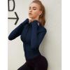 imageYeokou Womens Active Zip Up Running Workout Cropped Bbl Athletic Jacket with Thumb HolesNavy