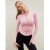 imageYeokou Womens Active Zip Up Running Workout Cropped Bbl Athletic Jacket with Thumb HolesPink