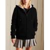 imageYeokou Womens Casual Full Zip Up Sherpa Lined Hoodie Sweatshirt Jacket CoatBlack