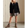 imageYeokou Womens Casual Full Zip Up Sherpa Lined Hoodie Sweatshirt Jacket CoatBlack