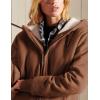 imageYeokou Womens Casual Full Zip Up Sherpa Lined Hoodie Sweatshirt Jacket CoatBrown