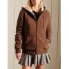 imageYeokou Womens Casual Full Zip Up Sherpa Lined Hoodie Sweatshirt Jacket CoatBrown