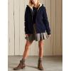imageYeokou Womens Casual Full Zip Up Sherpa Lined Hoodie Sweatshirt Jacket CoatDarkblue