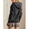 imageYeokou Womens Casual Full Zip Up Sherpa Lined Hoodie Sweatshirt Jacket CoatDarkgrey