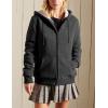 imageYeokou Womens Casual Full Zip Up Sherpa Lined Hoodie Sweatshirt Jacket CoatDarkgrey