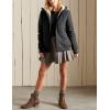 imageYeokou Womens Casual Full Zip Up Sherpa Lined Hoodie Sweatshirt Jacket CoatDarkgrey