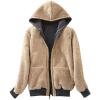 imageYeokou Womens Casual Full Zip Up Sherpa Lined Hoodie Sweatshirt Jacket CoatDarkgrey