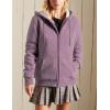 imageYeokou Womens Casual Full Zip Up Sherpa Lined Hoodie Sweatshirt Jacket CoatPurple