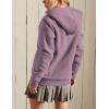 imageYeokou Womens Casual Full Zip Up Sherpa Lined Hoodie Sweatshirt Jacket CoatPurple