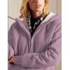 imageYeokou Womens Casual Full Zip Up Sherpa Lined Hoodie Sweatshirt Jacket CoatPurple