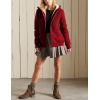 imageYeokou Womens Casual Full Zip Up Sherpa Lined Hoodie Sweatshirt Jacket CoatWinered