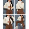 imageYeokou Womens Cropped Puffer Jacket Black Stand Collar Zip Up Short Bubble Coat with PocketsBeige