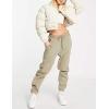 imageYeokou Womens Cropped Puffer Jacket Black Stand Collar Zip Up Short Bubble Coat with PocketsBeige